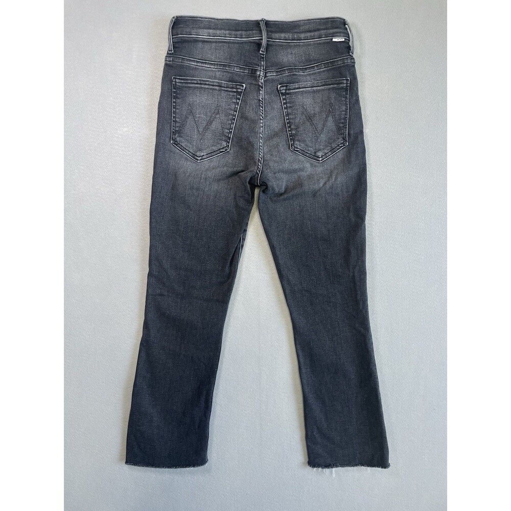 Mother The Insider Crop Step Fray Jeans Black Up In Smoke Wash High Rise ~27 - Picture 4 of 14